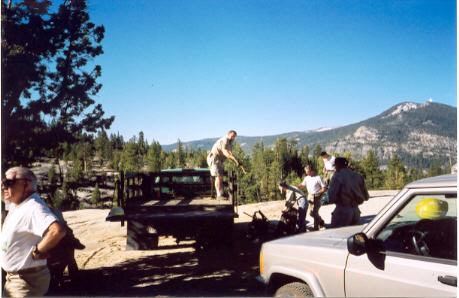 Backcountry trail crew, unloading